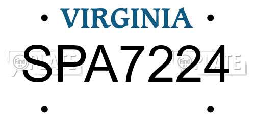 SPA7224 Virginia License Plate