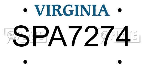 SPA7274 Virginia License Plate