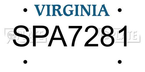 SPA7281 Virginia License Plate