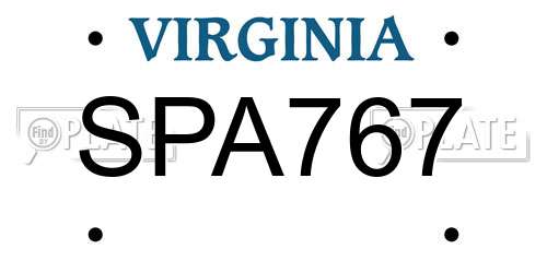 SPA767 Virginia License Plate