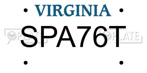 SPA76T Virginia License Plate