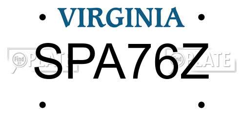 SPA76Z Virginia License Plate