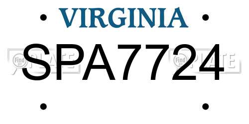 SPA7724 Virginia License Plate