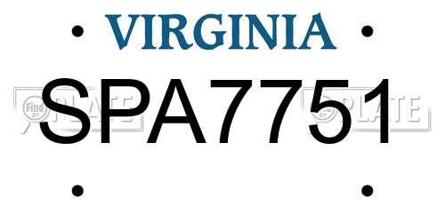 SPA7751 Virginia License Plate