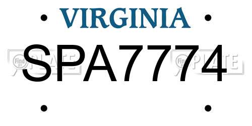 SPA7774 Virginia License Plate