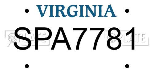 SPA7781 Virginia License Plate