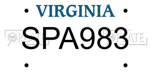SPA983 Virginia License Plate