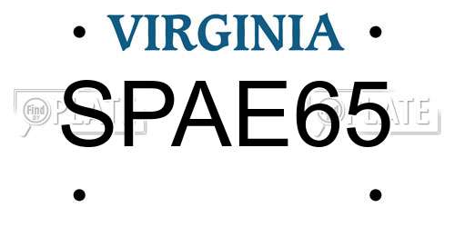 SPAE65 Virginia License Plate