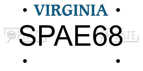 SPAE68 Virginia License Plate