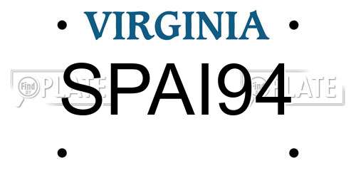 SPAI94 Virginia License Plate