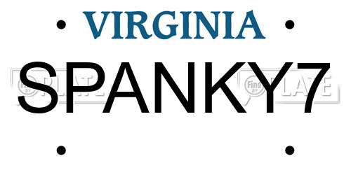 SPANKY7 Virginia License Plate