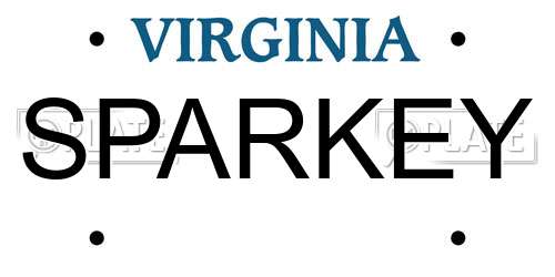 SPARKEY Virginia License Plate