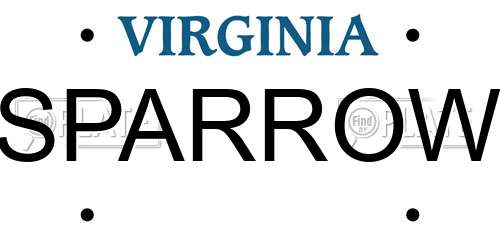 SPARROW Virginia License Plate