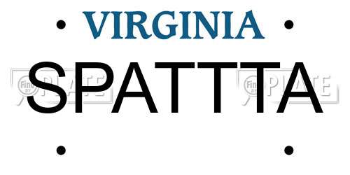 SPATTTA Virginia License Plate