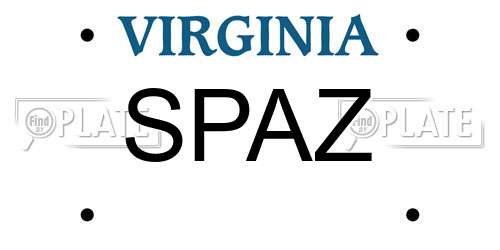 SPAZ Virginia License Plate