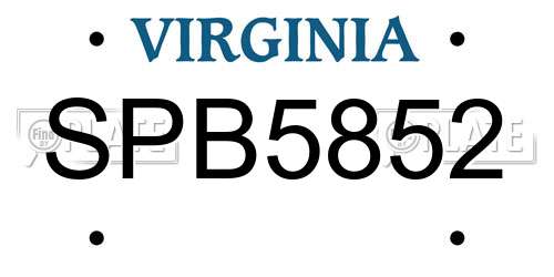 SPB5852 Virginia License Plate