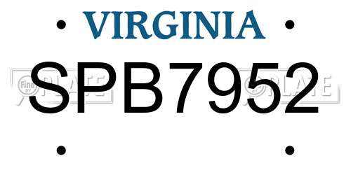 SPB7952 Virginia License Plate