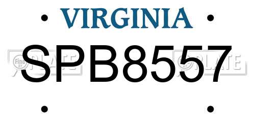 SPB8557 Virginia License Plate