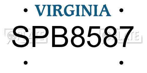 SPB8587 Virginia License Plate