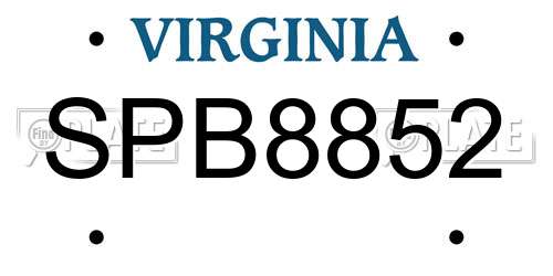 SPB8852 Virginia License Plate