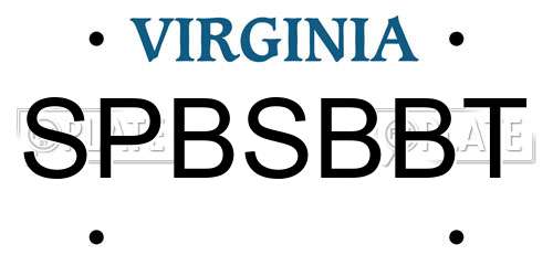 SPBSBBT Virginia License Plate