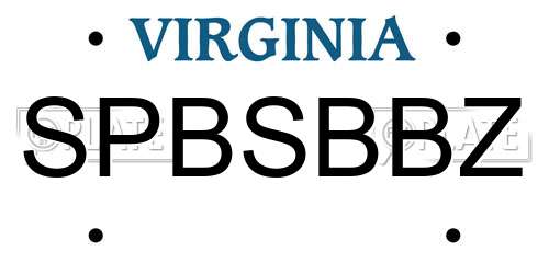 SPBSBBZ Virginia License Plate