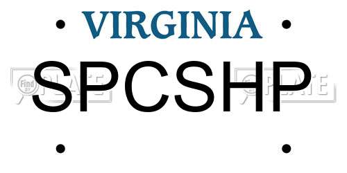 SPCSHP Virginia License Plate