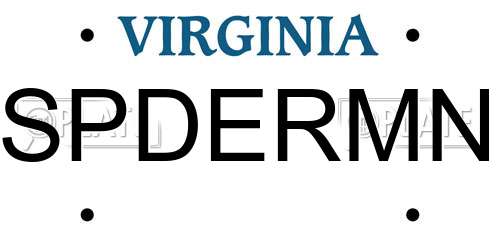 SPDERMN Virginia License Plate