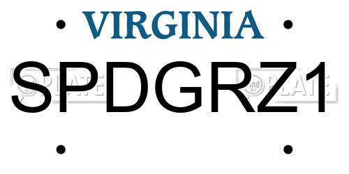 SPDGRZ1 Virginia License Plate