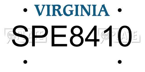 SPE8410 Virginia License Plate