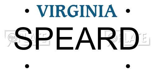 SPEARD Virginia License Plate