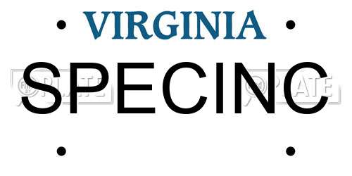 SPECINC Virginia License Plate