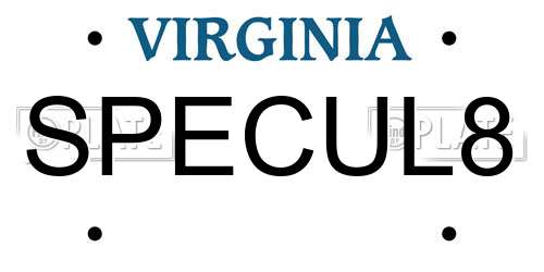 SPECUL8 Virginia License Plate
