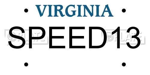 SPEED13 Virginia License Plate