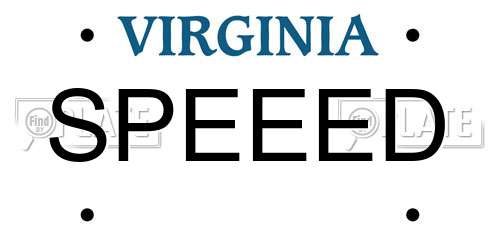 SPEEED Virginia License Plate