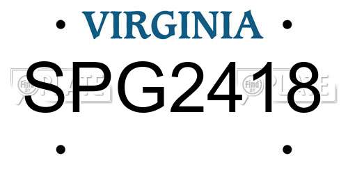 SPG2418 Virginia License Plate