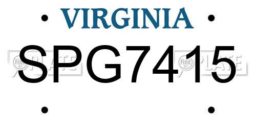 SPG7415 Virginia License Plate