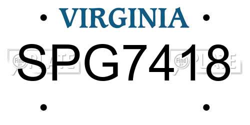 SPG7418 Virginia License Plate