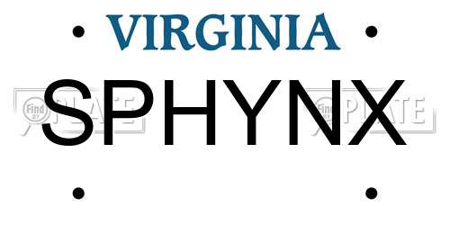 SPHYNX Virginia License Plate