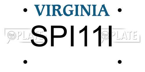 SPI11I Virginia License Plate