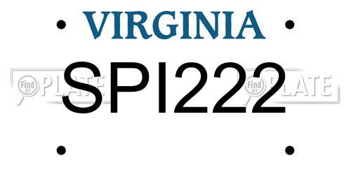 SPI222 Virginia License Plate