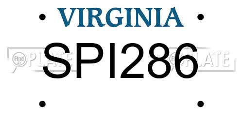 SPI286 Virginia License Plate