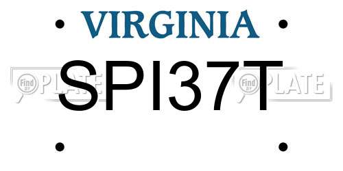SPI37T Virginia License Plate