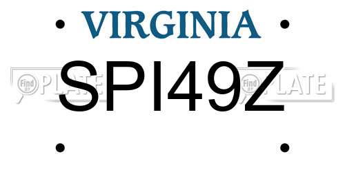SPI49Z Virginia License Plate