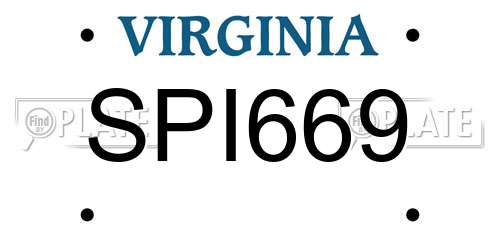 SPI669 Virginia License Plate