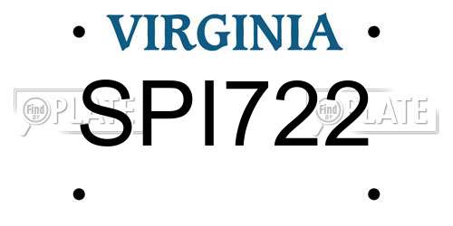 SPI722 Virginia License Plate