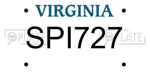 SPI727 Virginia License Plate