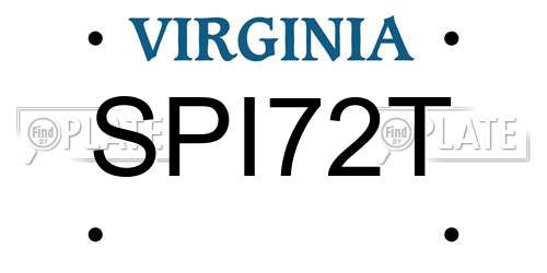 SPI72T Virginia License Plate