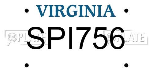 SPI756 Virginia License Plate