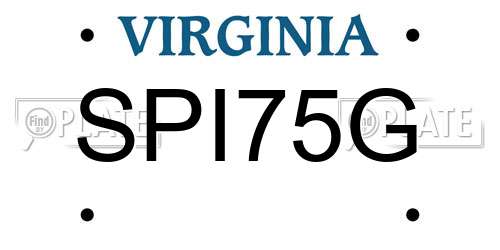 SPI75G Virginia License Plate